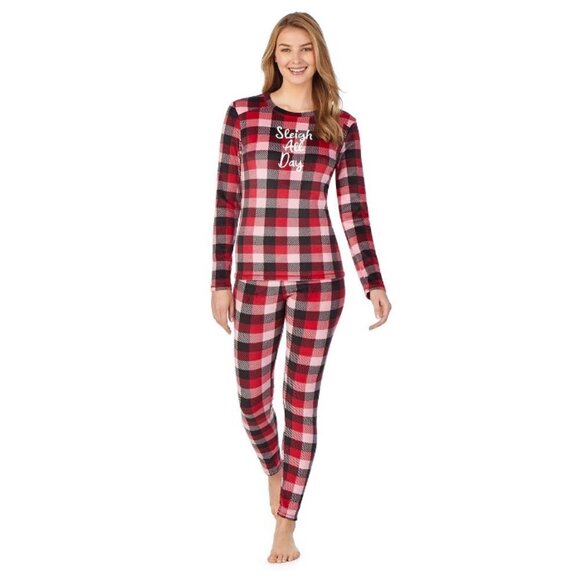 Cuddl Duds Womens Red Black Plaid Soft Pajamas Loungewear 2 Pc Sets Sz M New - Picture 1 of 12